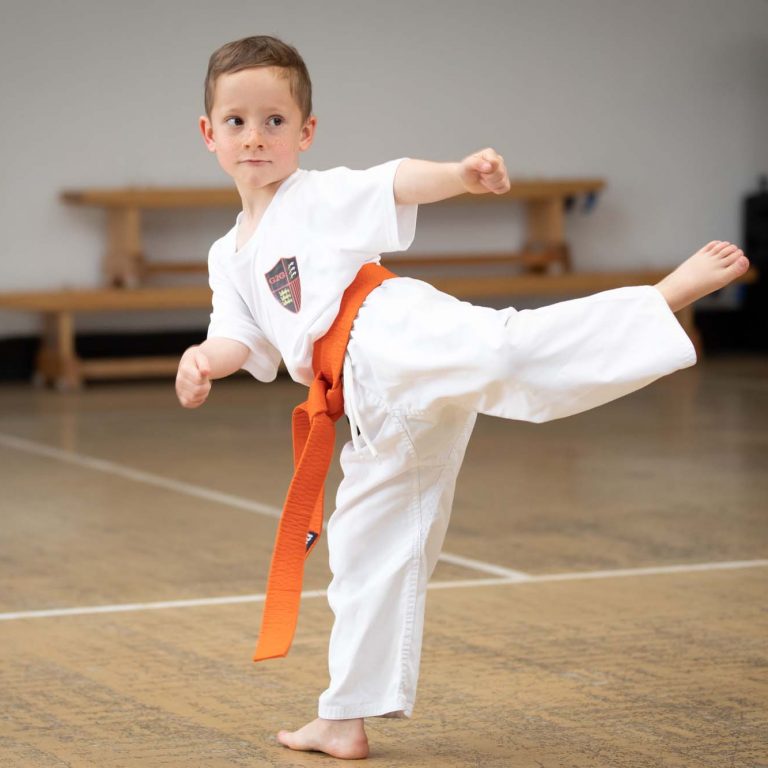 child learning karate