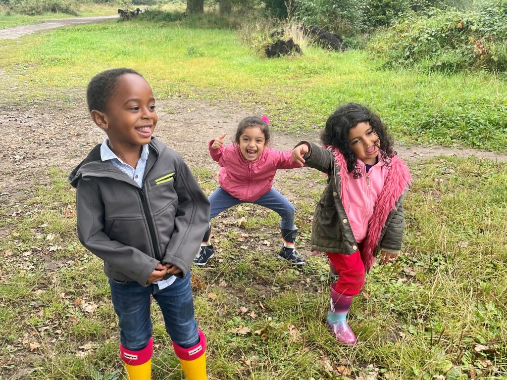 Students in the woods