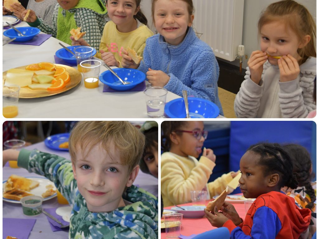 Magic Breakfast with young students eating their food