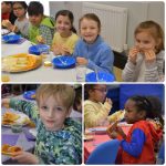 Magic Breakfast with young students eating their food