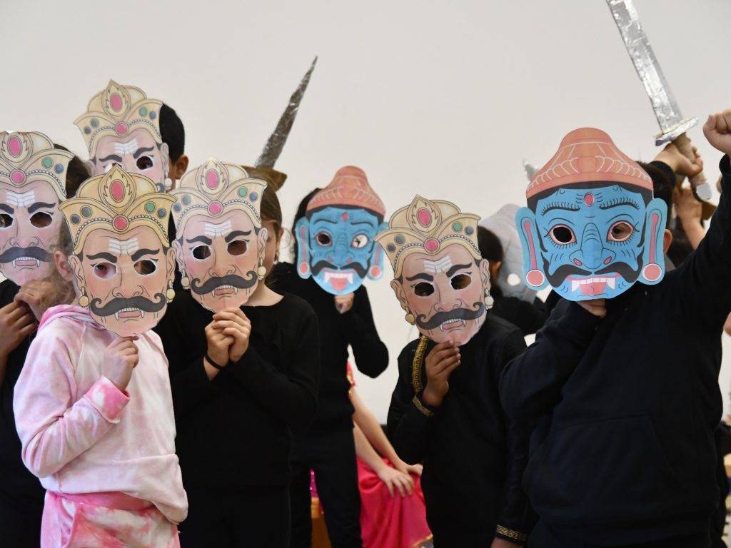 children with masks on