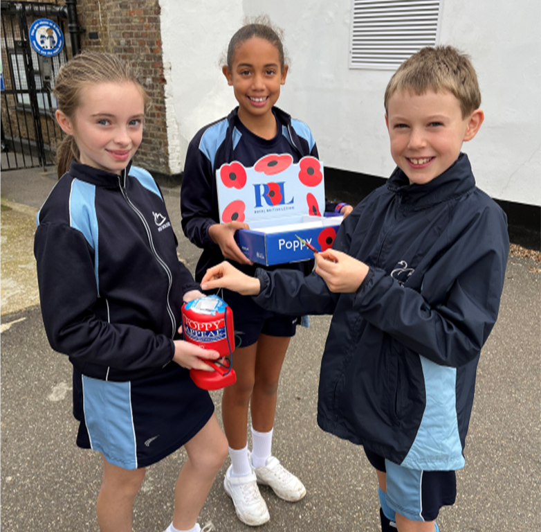 children outside selling poppies