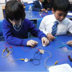 students working with wires