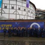 All students stood outside the globe theatre