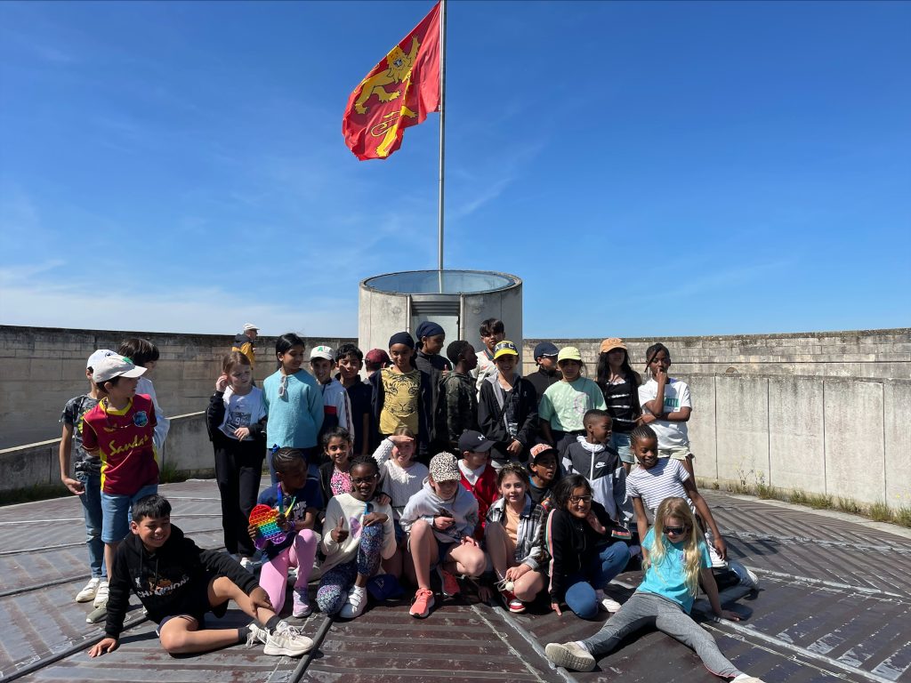 students stood at the top of a building