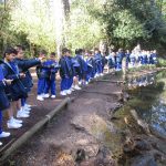 students standing by a lake