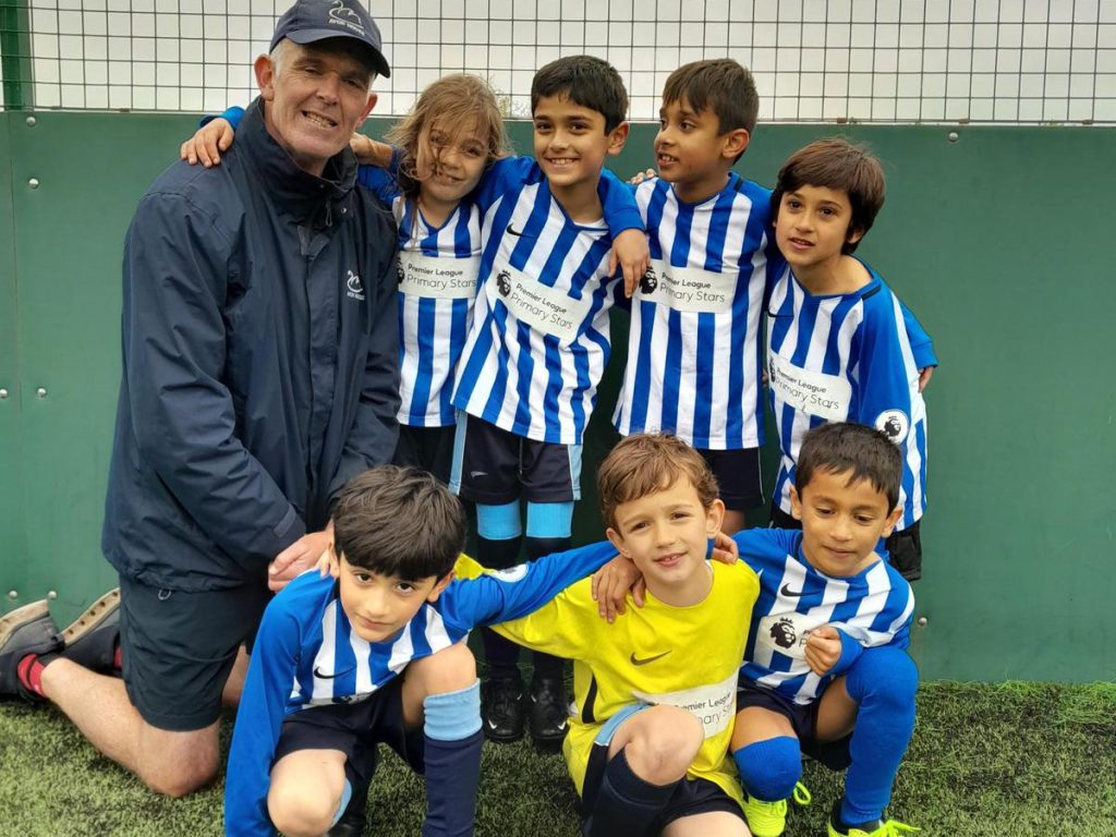 Young football students