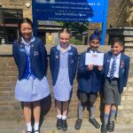 Students stood outside their school