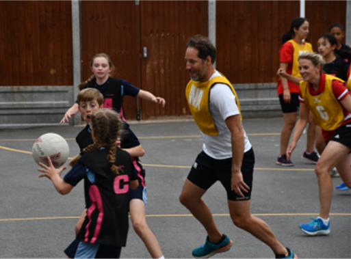 Students playing netball