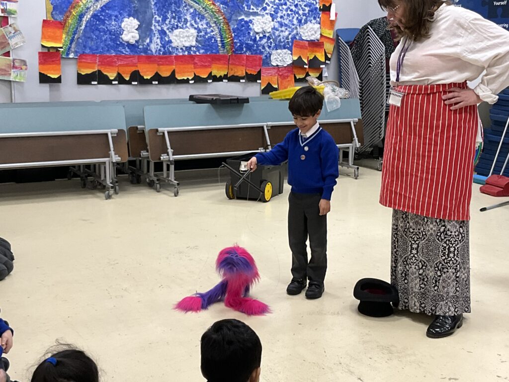 student playing with a toy