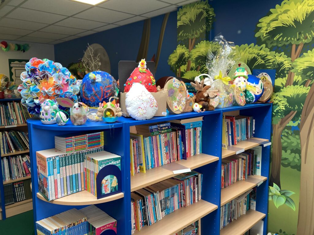 school bookshelf full of books